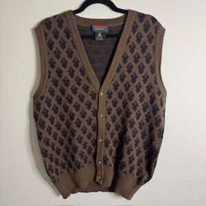 Vintage Robert Banks Men's Merino Wool Button Front Sweater Vest Size XL